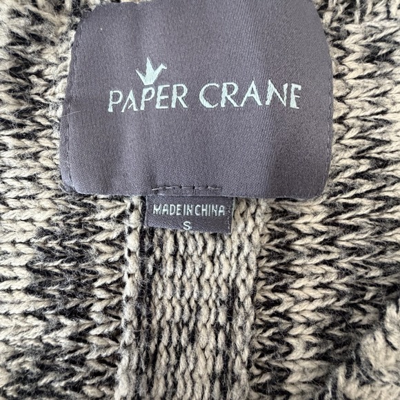 Paper‎ Crane Marled Sweater V-Neck Small Gray White Embroidered Crochet Lace EUC - Picture 3 of 8